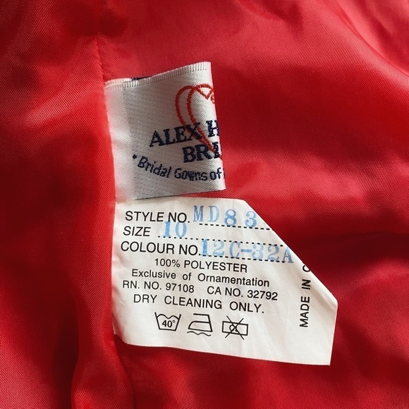 ALEX HANSON BRIDAL VINTAGE 90'S RED BLACK SWEETHEART STRAPLESS EVENING DRESS - Picture 8 of 8